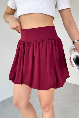 ETK-02334 Bordo Bel Lastikli Mini Balon Etek - Cappmoda (1)