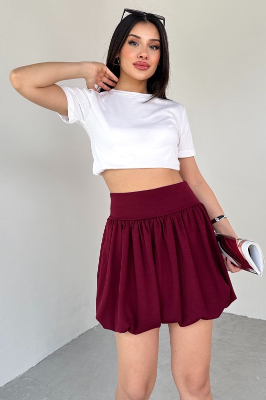 ETK-02334 Bordo Bel Lastikli Mini Balon Etek - 6