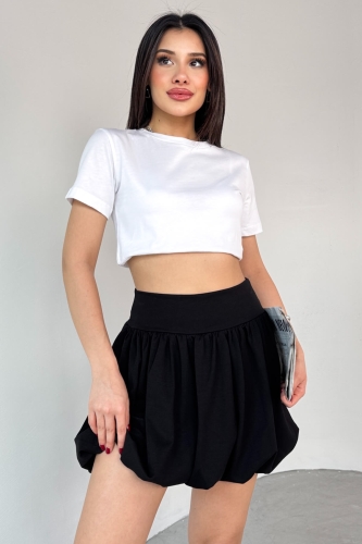 ETK-02334 Siyah Bel Lastikli Mini Balon Etek 