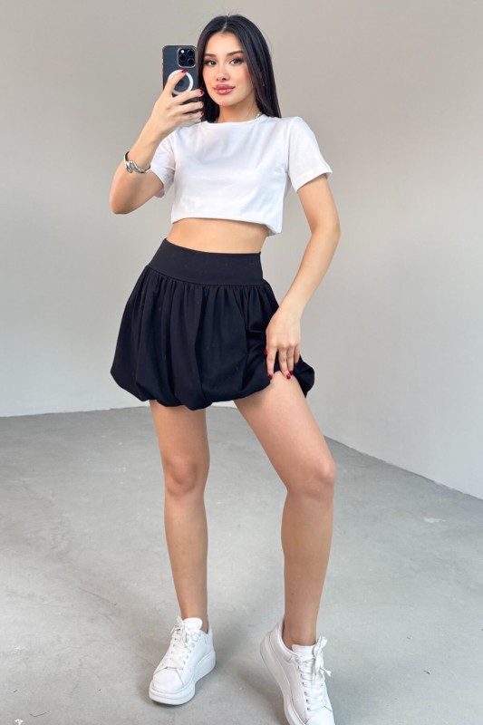 ETK-02334 Siyah Bel Lastikli Mini Balon Etek - 3