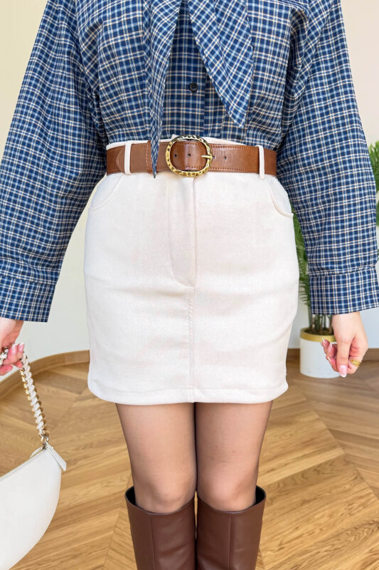 ETK-02343 Krem Cepli Nubuk Mini Etek - 1