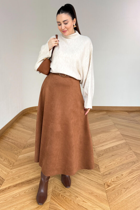 ETK-0283 Taba Süet Çan Etek - 1