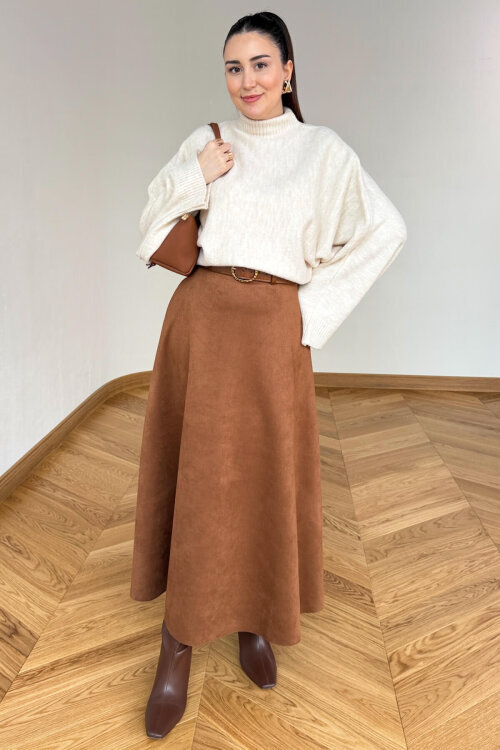 ETK-0283 Taba Süet Çan Etek - 5