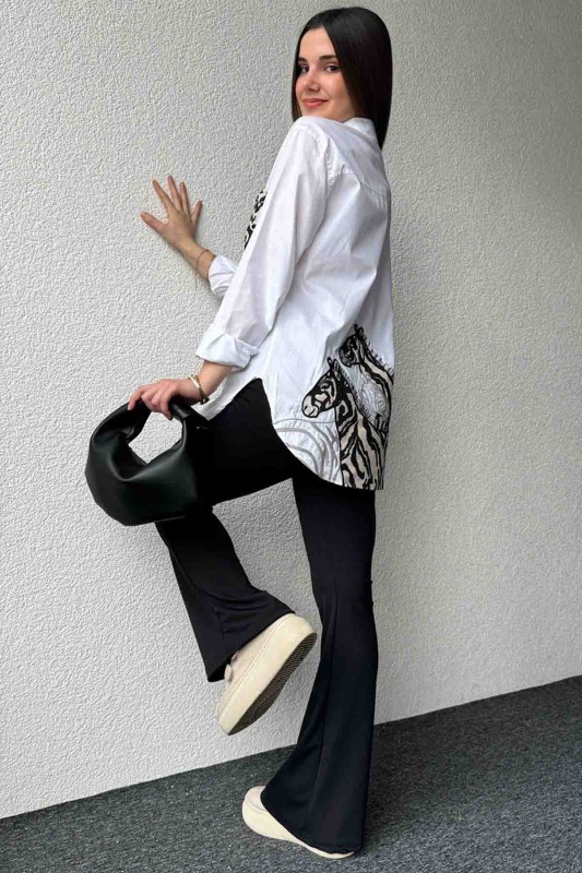 GML-10239 Beyaz Zebra Desenli Pamuklu Kumaş - 2