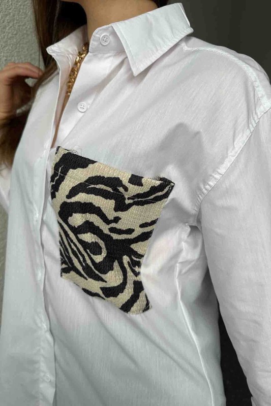 GML-10239 Beyaz Zebra Desenli Pamuklu Kumaş - 5