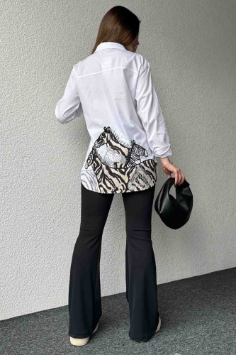 GML-10239 Beyaz Zebra Desenli Pamuklu Kumaş - 8