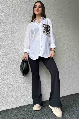 GML-10239 Beyaz Zebra Desenli Pamuklu Kumaş - 1