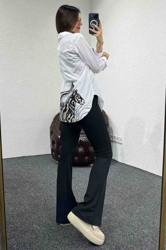 GML-10239 Beyaz Zebra Desenli Pamuklu Kumaş - 4