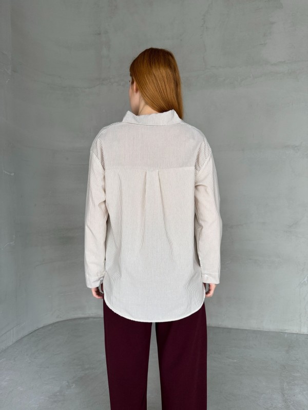 GML-10249 Vizon Çizgili Poplin Kumaş Salaş Gömlek - 4