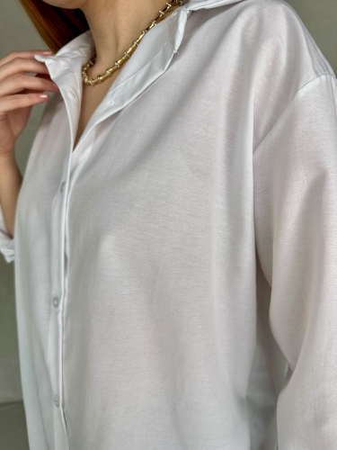 GML-10250 Beyaz Poplin Kumaş Salaş Gömlek (1)