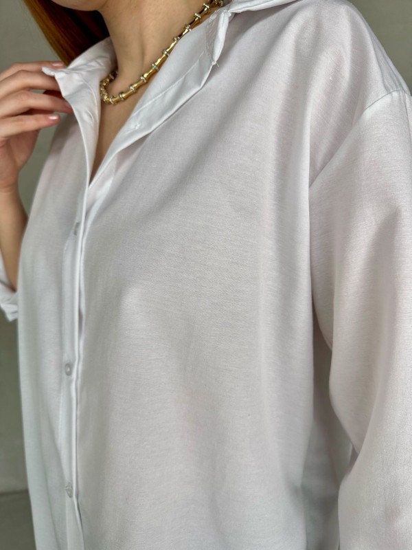 GML-10250 Beyaz Poplin Kumaş Salaş Gömlek - 2