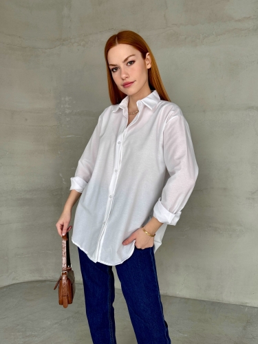 GML-10250 Beyaz Poplin Kumaş Salaş Gömlek - Cappmoda