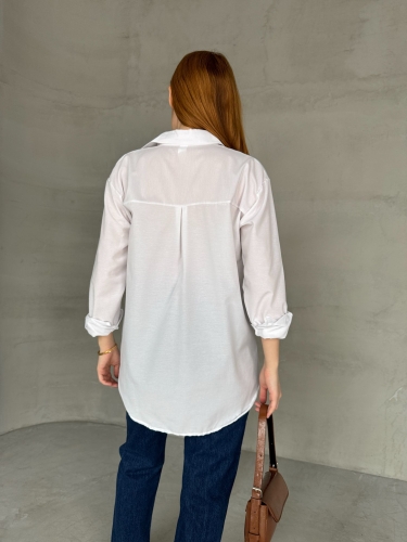 GML-10250 Beyaz Poplin Kumaş Salaş Gömlek - 4