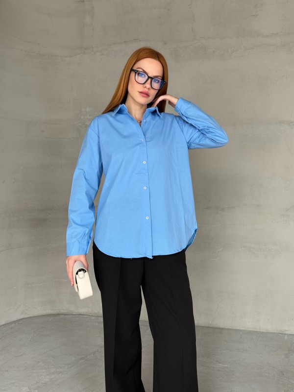 GML-10250 Mavi Poplin Kumaş Salaş Gömlek - 1