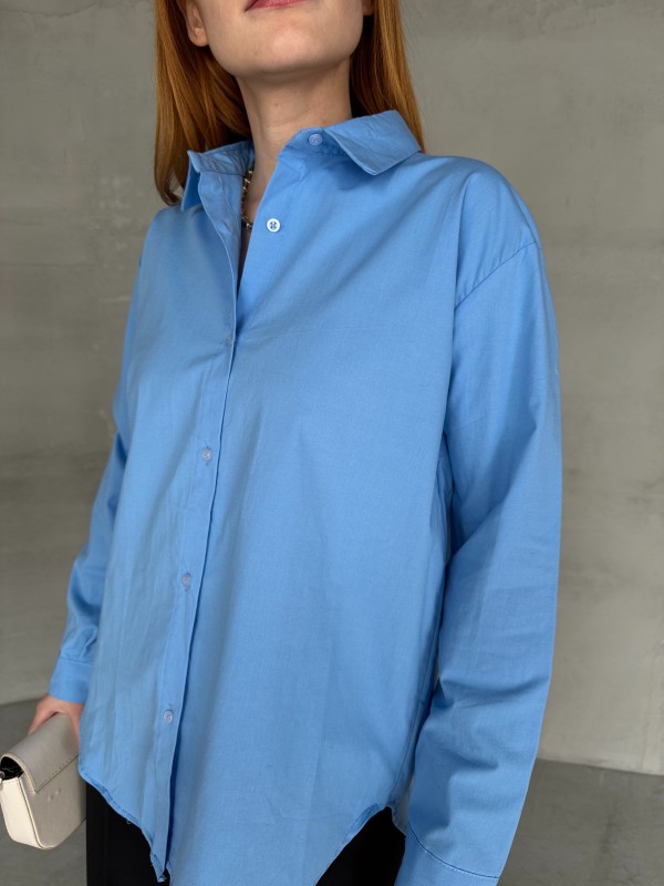 GML-10250 Mavi Poplin Kumaş Salaş Gömlek - 2