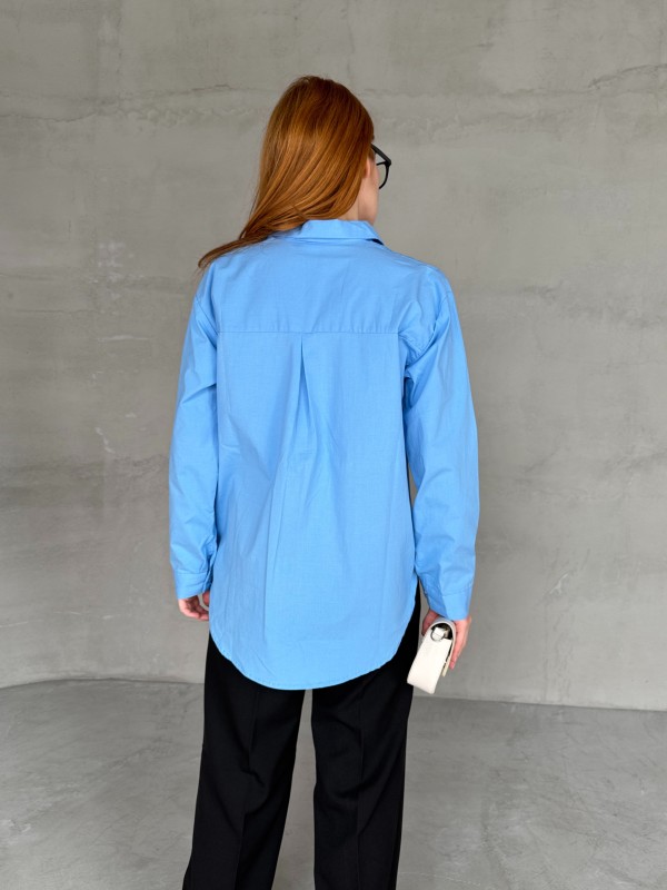 GML-10250 Mavi Poplin Kumaş Salaş Gömlek - 3