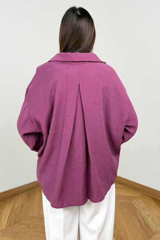 GML-10266 Bordo Soft Tensel Pamuklu Basic Gömlek - 3