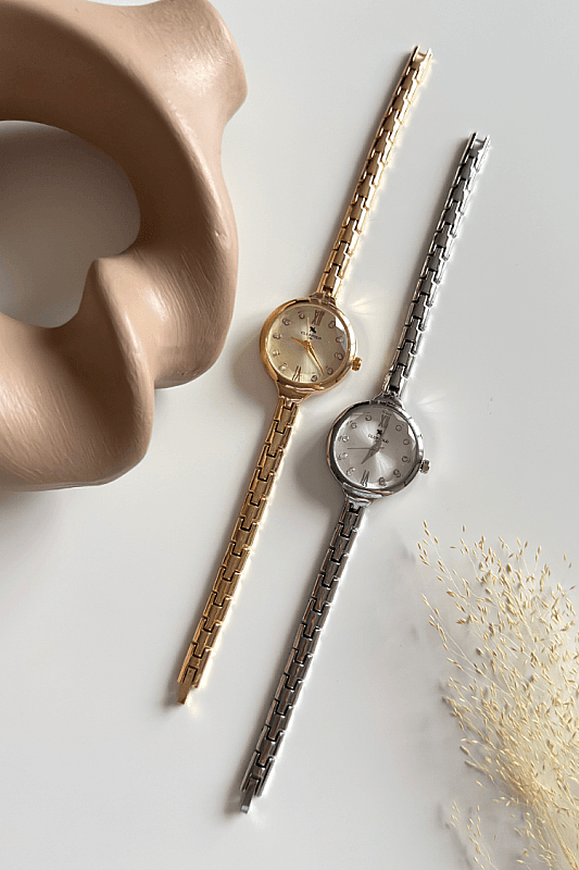 Hazel Beyaz Kadran Gold Metal Kordon Kadın Kol Saati - 2