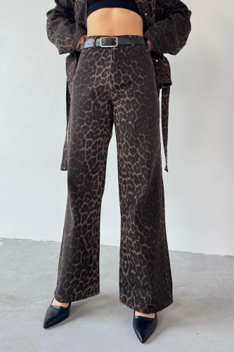 İND-03694 Leopar Desen Denim Jean - 1
