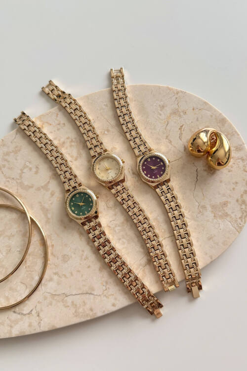 Jasmine Gold Yuvarlak Kadran Çelik Kordon Kadın Kol Saati (1)