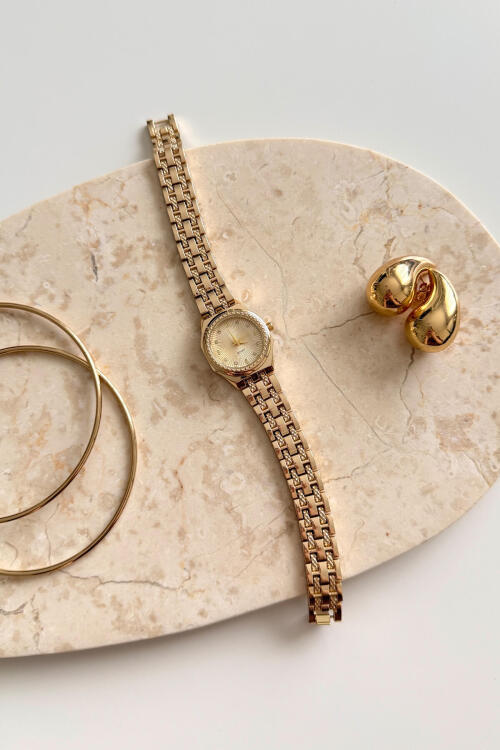 Jasmine Gold Yuvarlak Kadran Çelik Kordon Kadın Kol Saati - 1