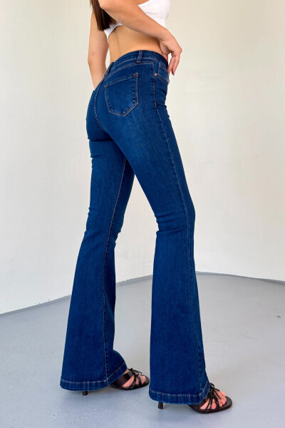 JEAN-08125 Koyu Mavi Yüksek Bel Likralı İspanyol Jean - Cappmoda (1)