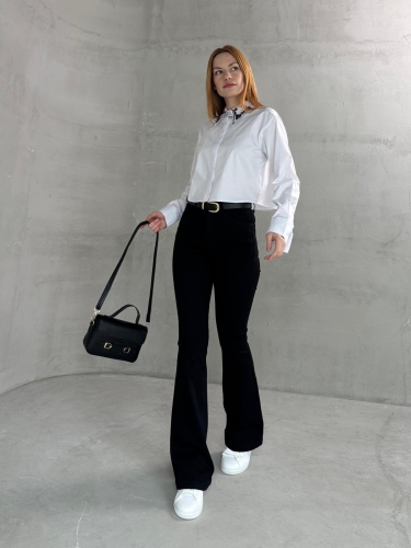 JEAN-08125 Siyah Yüksek Bel Likralı İspanyol Jean - Cappmoda