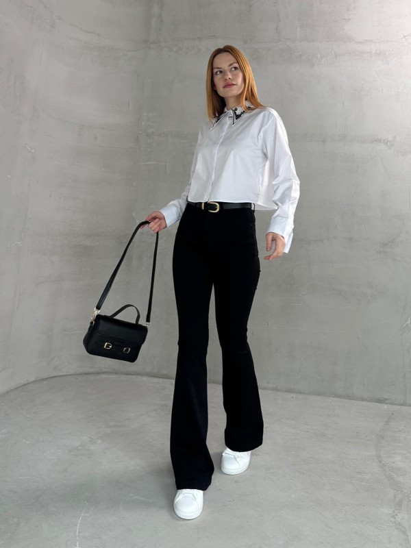 JEAN-08125 Siyah Yüksek Bel Likralı İspanyol Jean - 1