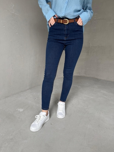 JEAN-08126 Koyu Mavi Yüksek Bel Likralı Skinny Jean - Cappmoda