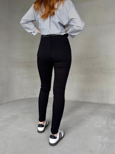 JEAN-08126 Siyah Yüksek Bel Likralı Skinny Jean - 3