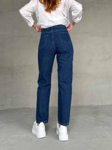 JEAN-08128 Koyu Mavi Süper Kalıp Boyfriend Model Jean - 5