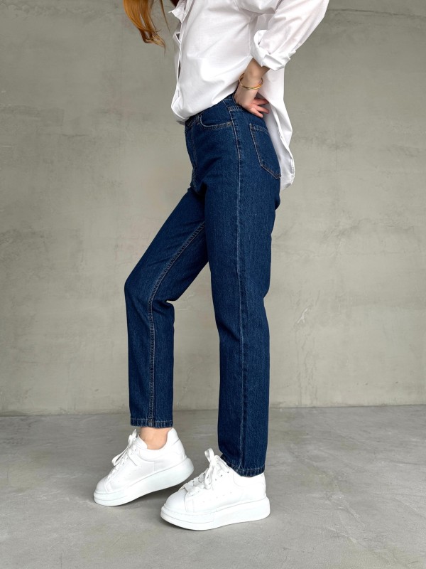 JEAN-08128 Koyu Mavi Süper Kalıp Boyfriend Model Jean - 2