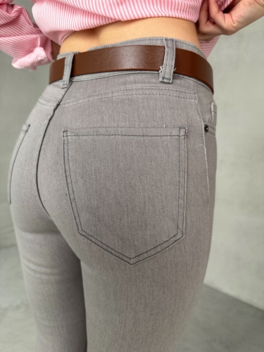 JEAN-08131 Gri Yüksek Bel Likralı Skinny Jean - 3