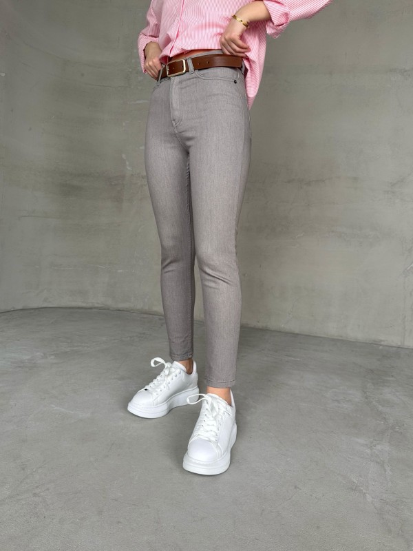 JEAN-08131 Gri Yüksek Bel Likralı Skinny Jean - 2