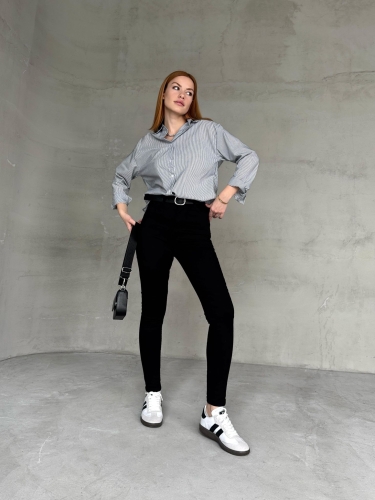 JEAN-08131 Siyah Yüksek Bel Likralı Skinny Jean - 2