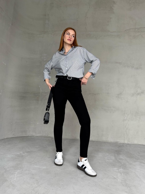 JEAN-08131 Siyah Yüksek Bel Likralı Skinny Jean - 2