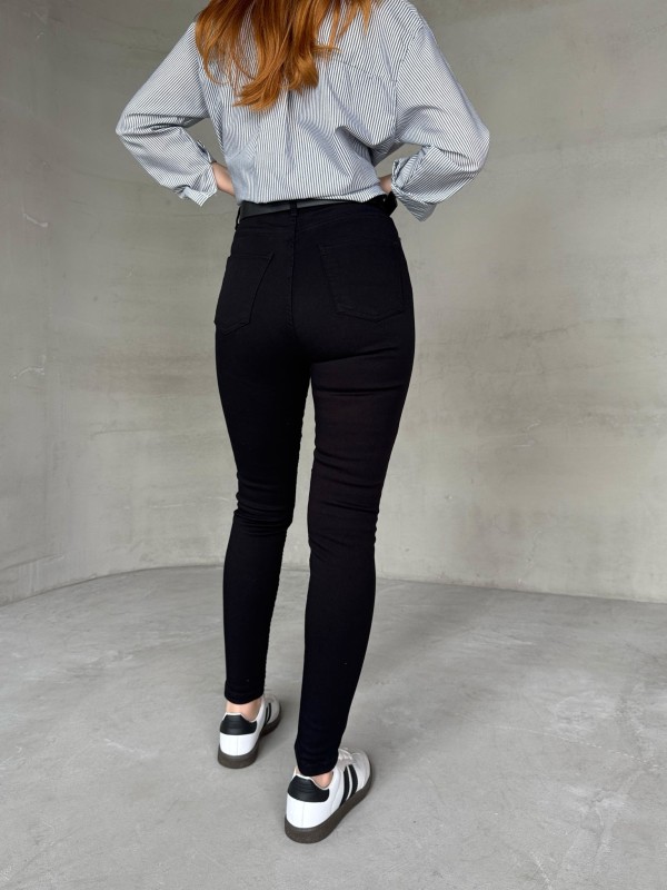 JEAN-08131 Siyah Yüksek Bel Likralı Skinny Jean - 3