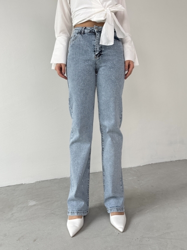 JEAN-08132 Buz Mavi Full Taş İşlemeli Likralı Palazzo Jean - 4