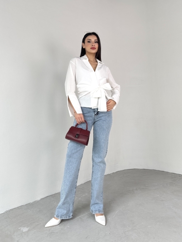 JEAN-08132 Buz Mavi Full Taş İşlemeli Likralı Palazzo Jean - 6