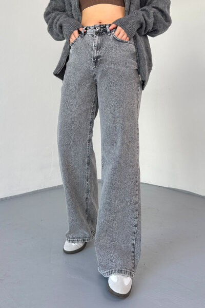 JEAN-08134 Füme Geniş Paça Taşlamalı Jean - Cappmoda (1)