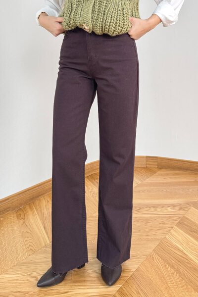 JEAN-1077 Acı Kahve Relaxed Fit Kesik Paça Jean - 3