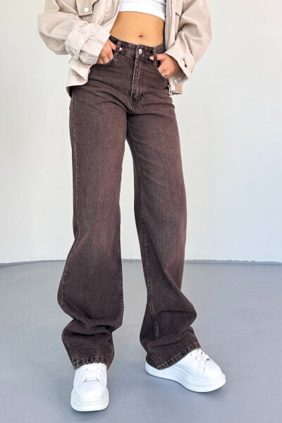 JEAN-488 Acı Kahve Yıkamalı Basic Mom Jean - Cappmoda