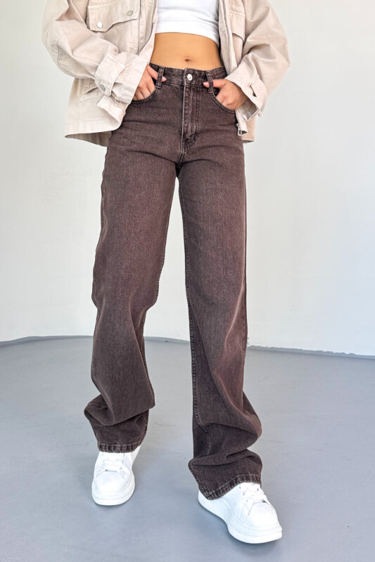 JEAN-488 Acı Kahve Yıkamalı Basic Mom Jean - 3