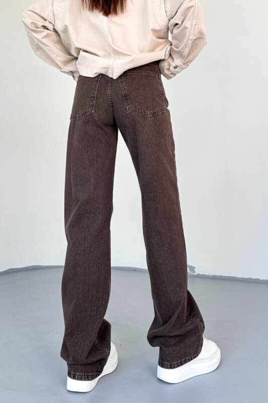 JEAN-488 Acı Kahve Yıkamalı Basic Mom Jean - 6