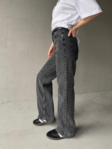 JEAN-08127 Füme Kot Kumaş Yüksek Bel Palazzo Jean - Cappmoda (1)