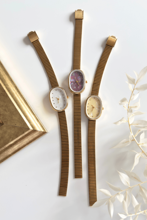 Jora Sedef Gold Kadran Gold Çelik Kordon Kadın Kol Saati - 2