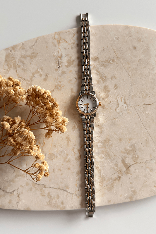 Kate Beyaz Kadran Gold-Silver Çelik Kordon Kadın Kol Saati - 1