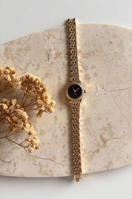 Kate Siyah Kadran Gold Çelik Kordon Kadın Kol Saati - 1