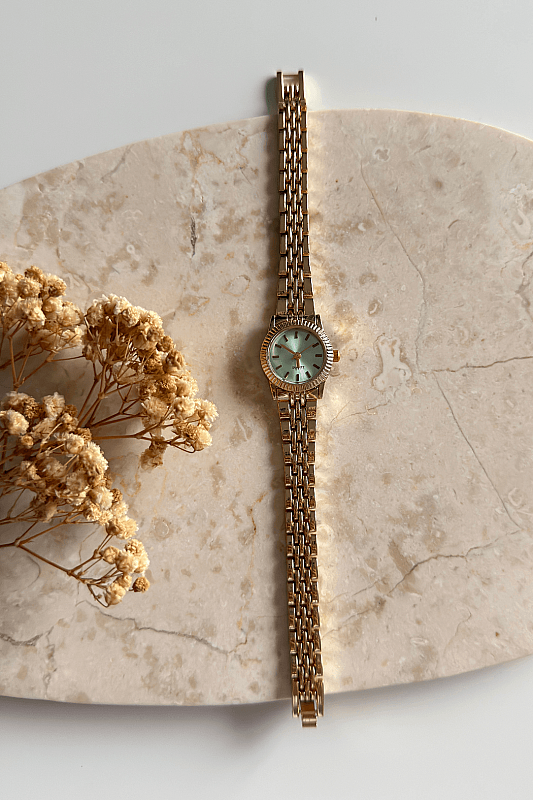 Kate Su Yeşili Kadran Gold Çelik Kordon Kadın Kol Saati - 1