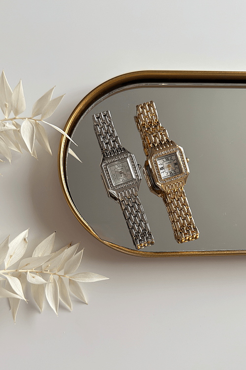 Kelly Beyaz Kadran Silver Taşlı Çelik Kordon Kadın Kol Saati (1)